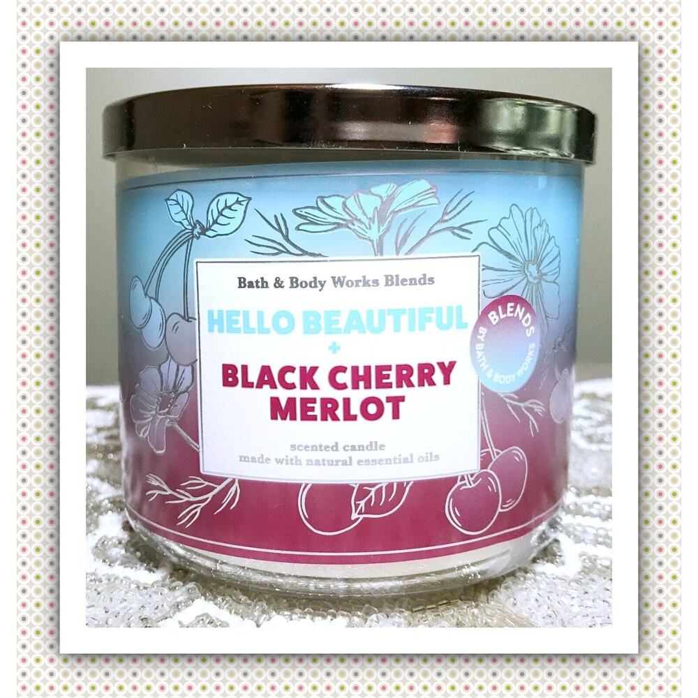 Bath & Body Works Hello Beautiful Black Cherry Merlot Large 3-Wick Candle 14.5oz